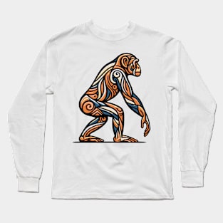 Pop art monkey illustration. cubism illustration of monkey Long Sleeve T-Shirt